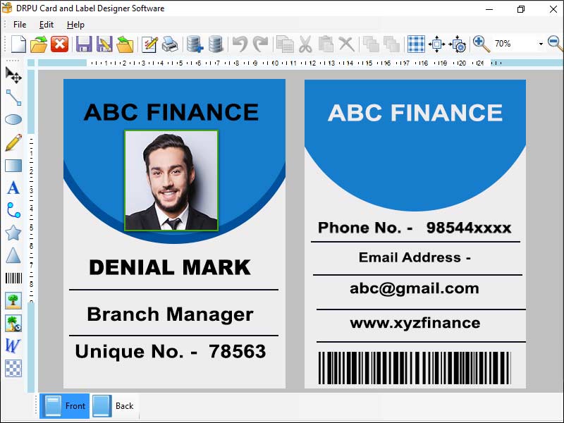 Screenshot of Free Business Card Designer Software 7.3.0.1