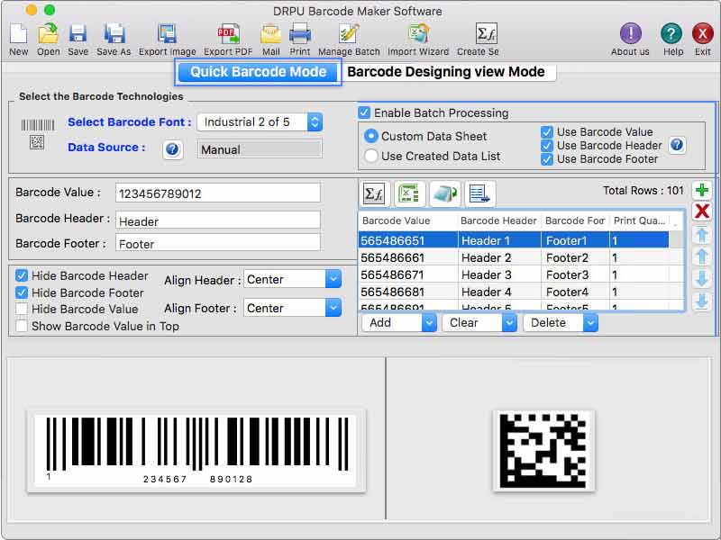 Screenshot of Barcode Software for Mac