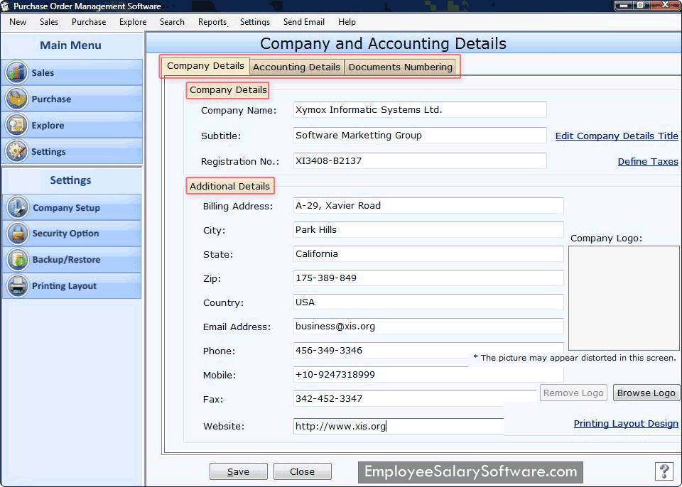 Purchase Order Management Software Screenshot