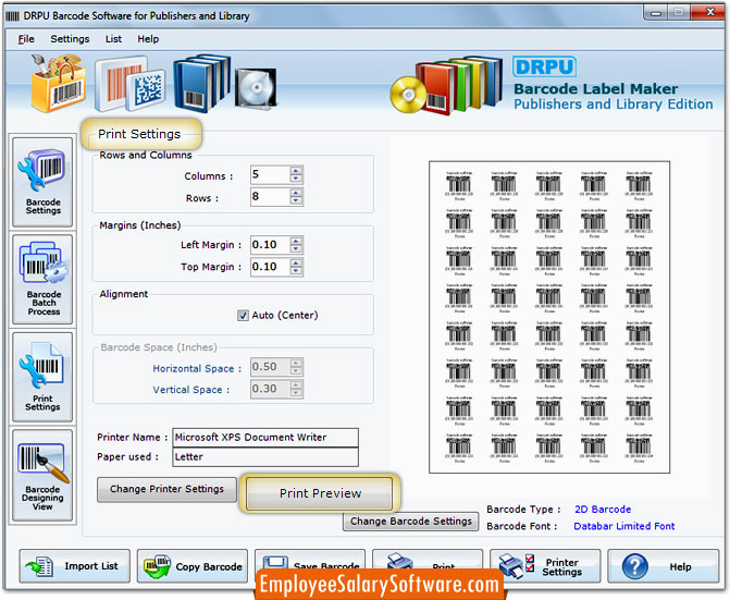 Screenshots of library barcode label software for how to create book