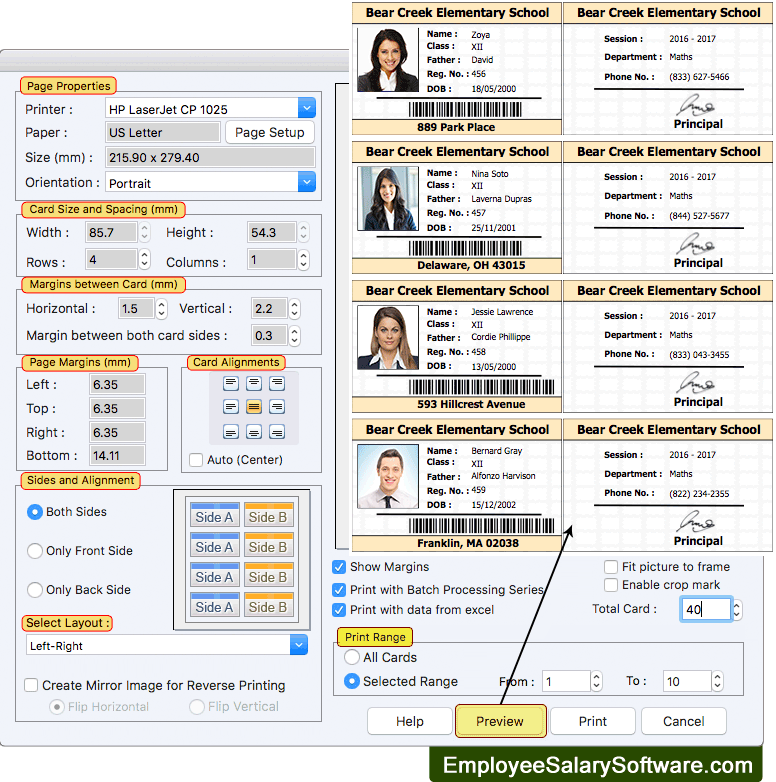 Students ID Cards Maker for Mac screenshots to know how to design ID Cards for students