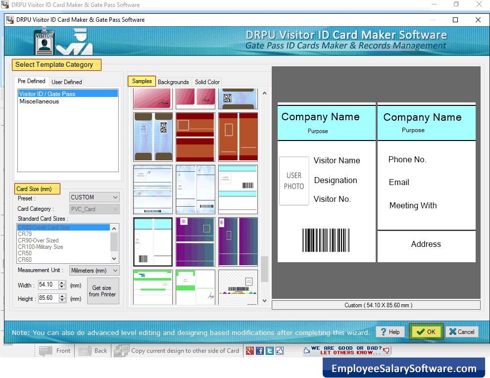 visitor id card design software screenshots of how to generate