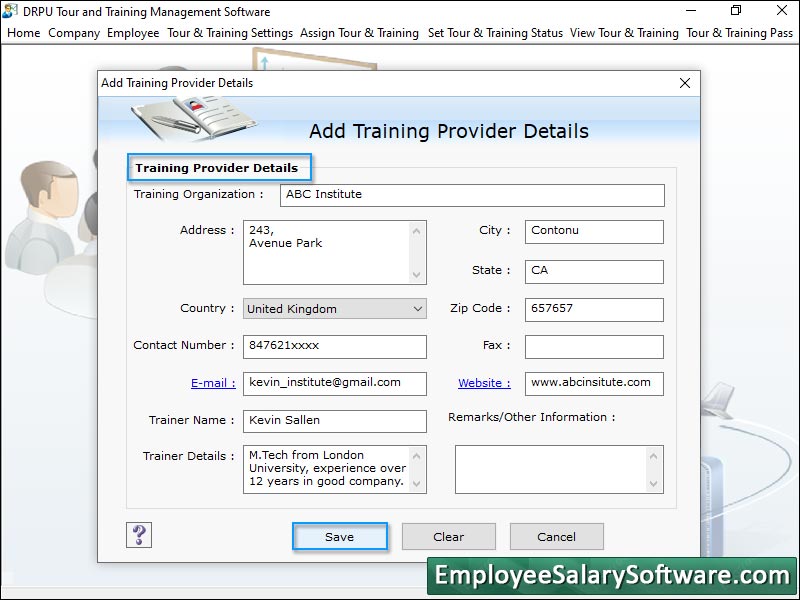 Screenshot of Employees Tour Management Software 4.2.2.1