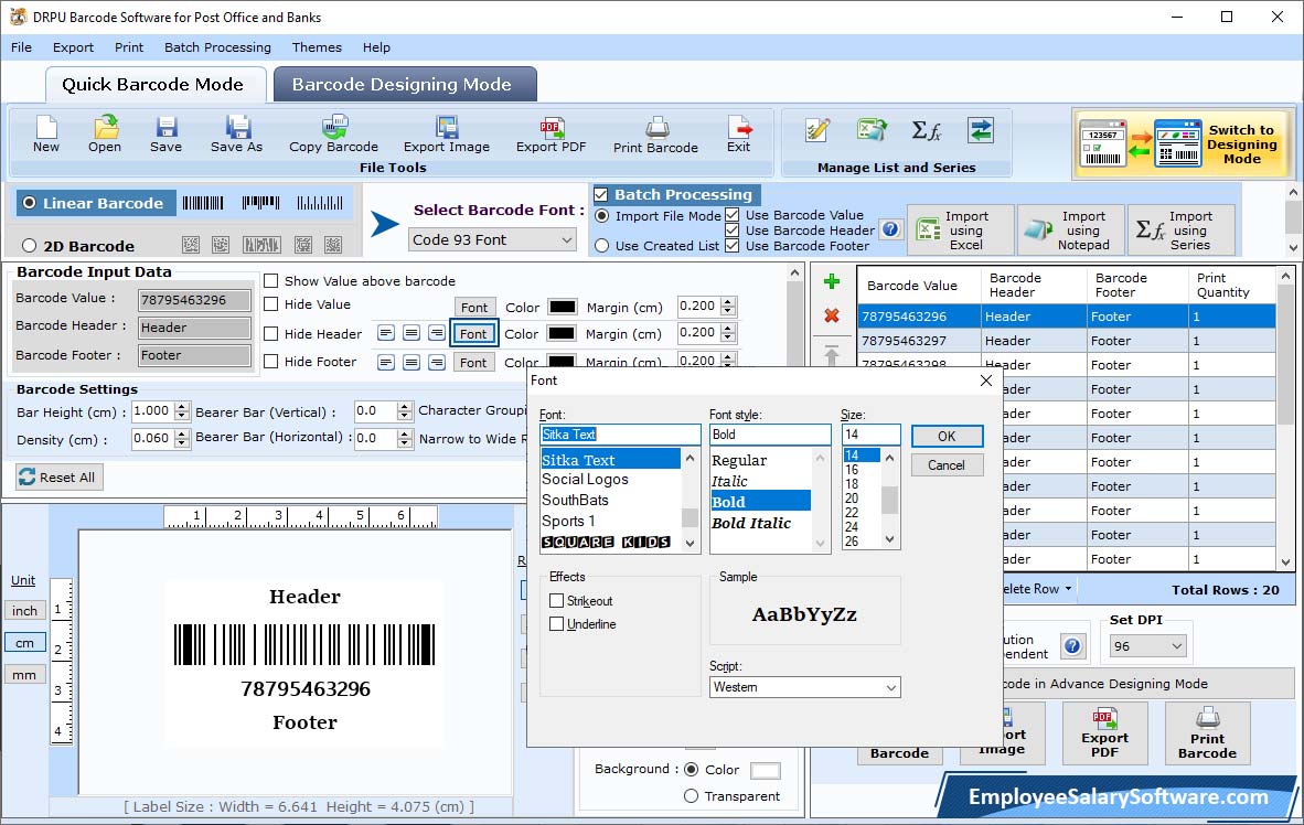Bank Barcode Label Software