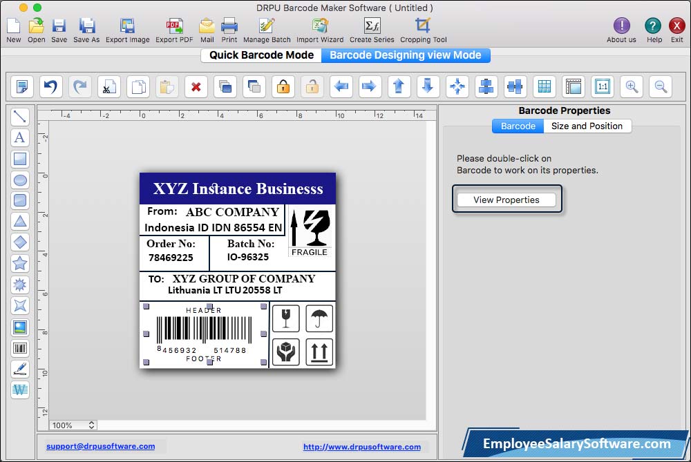 barcode properties