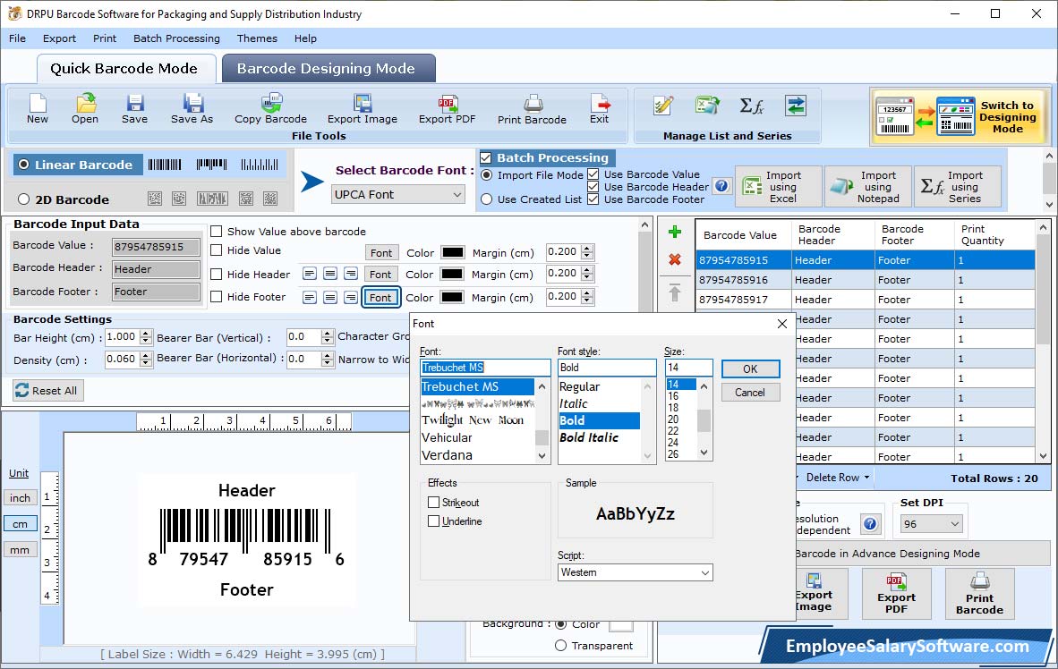 Packaging Industry Barcode Label Software
