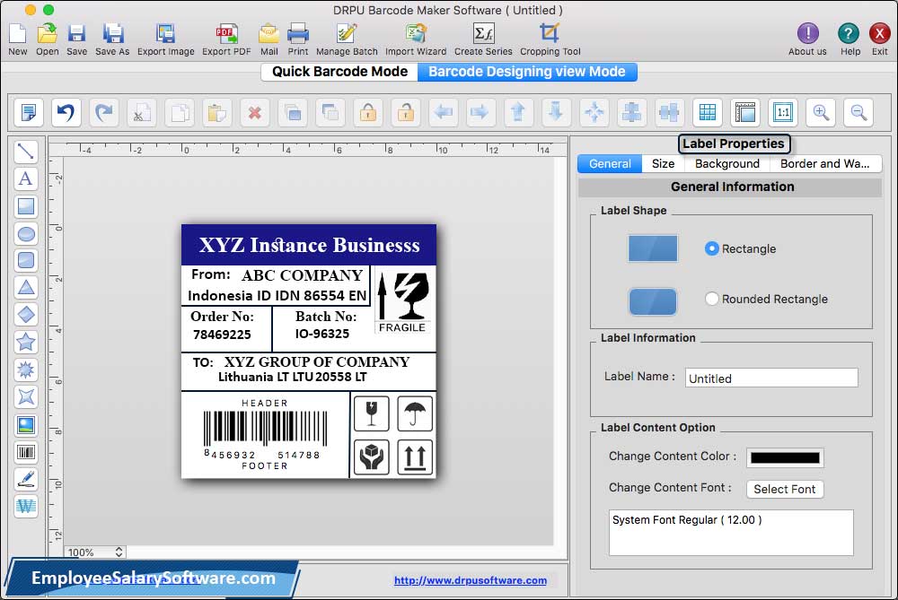 label Properties 