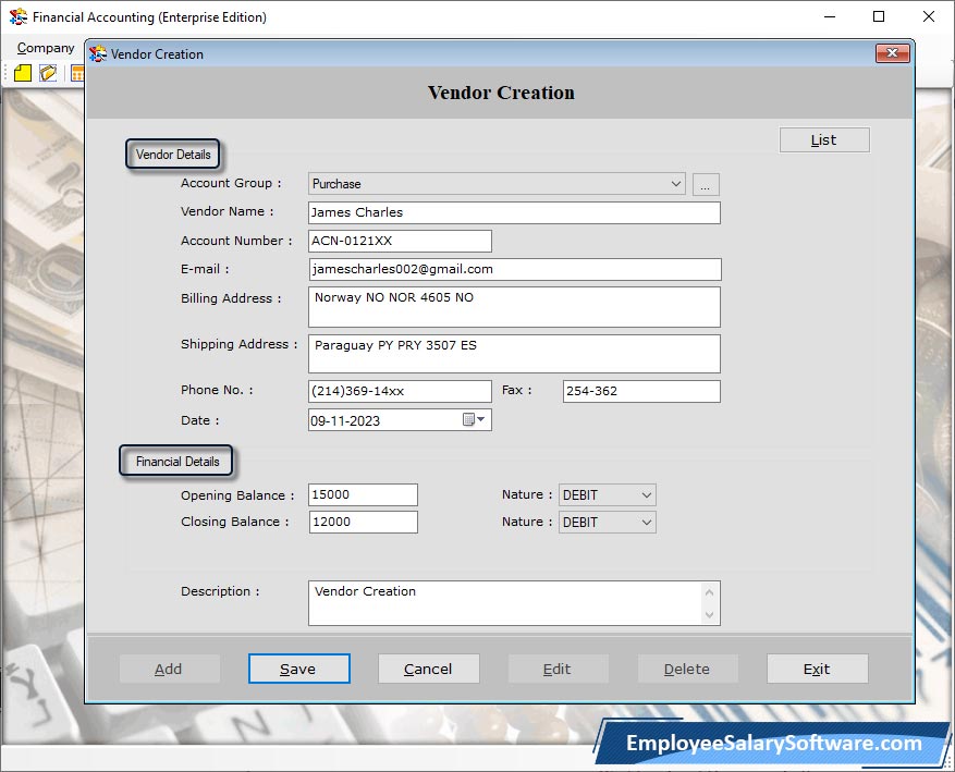 Financial Accounting Software (Enterprise Edition) 