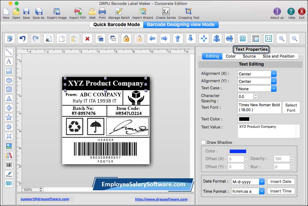 Mac Barcode Label Software - Corporate Edition