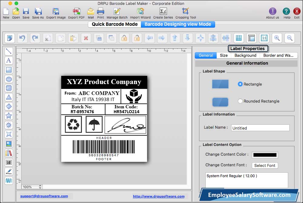 label Properties 