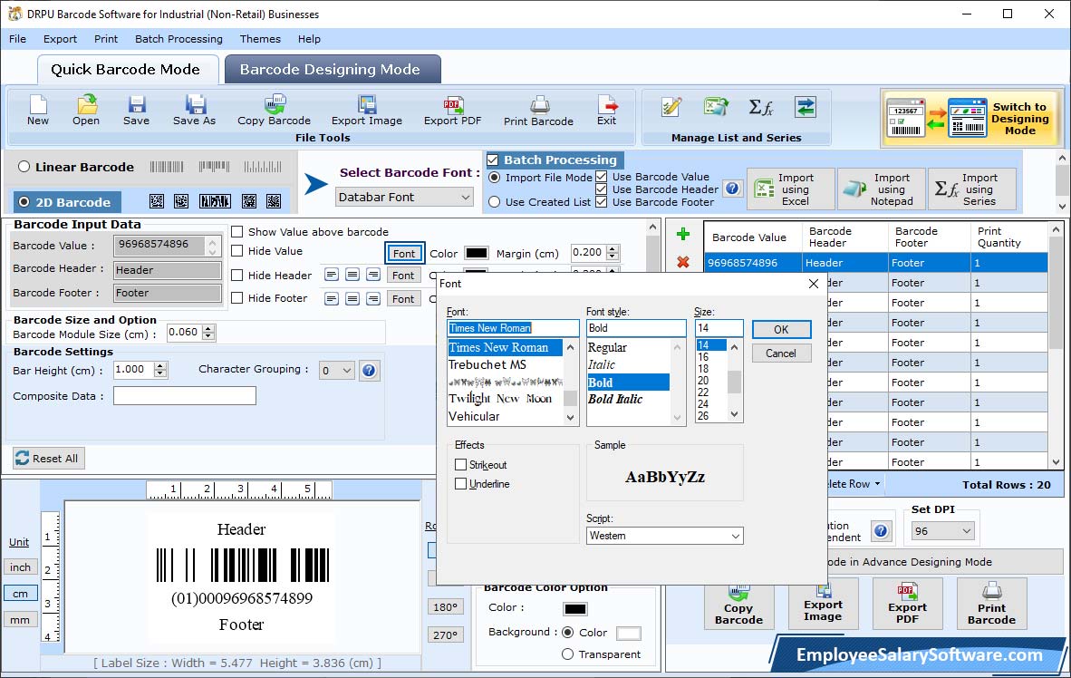 Manufacturing Industry Barcode Label Software