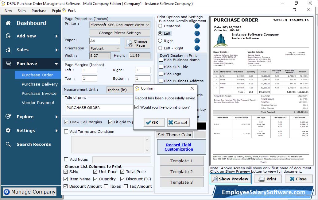 Multi Company Purchase Order Software 