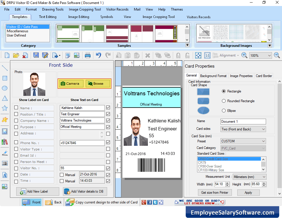Visitor ID Card Design Software