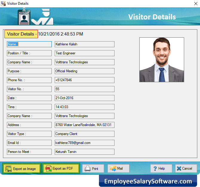 Visitor ID Card Design Software Screenshots of how to generate Visitor